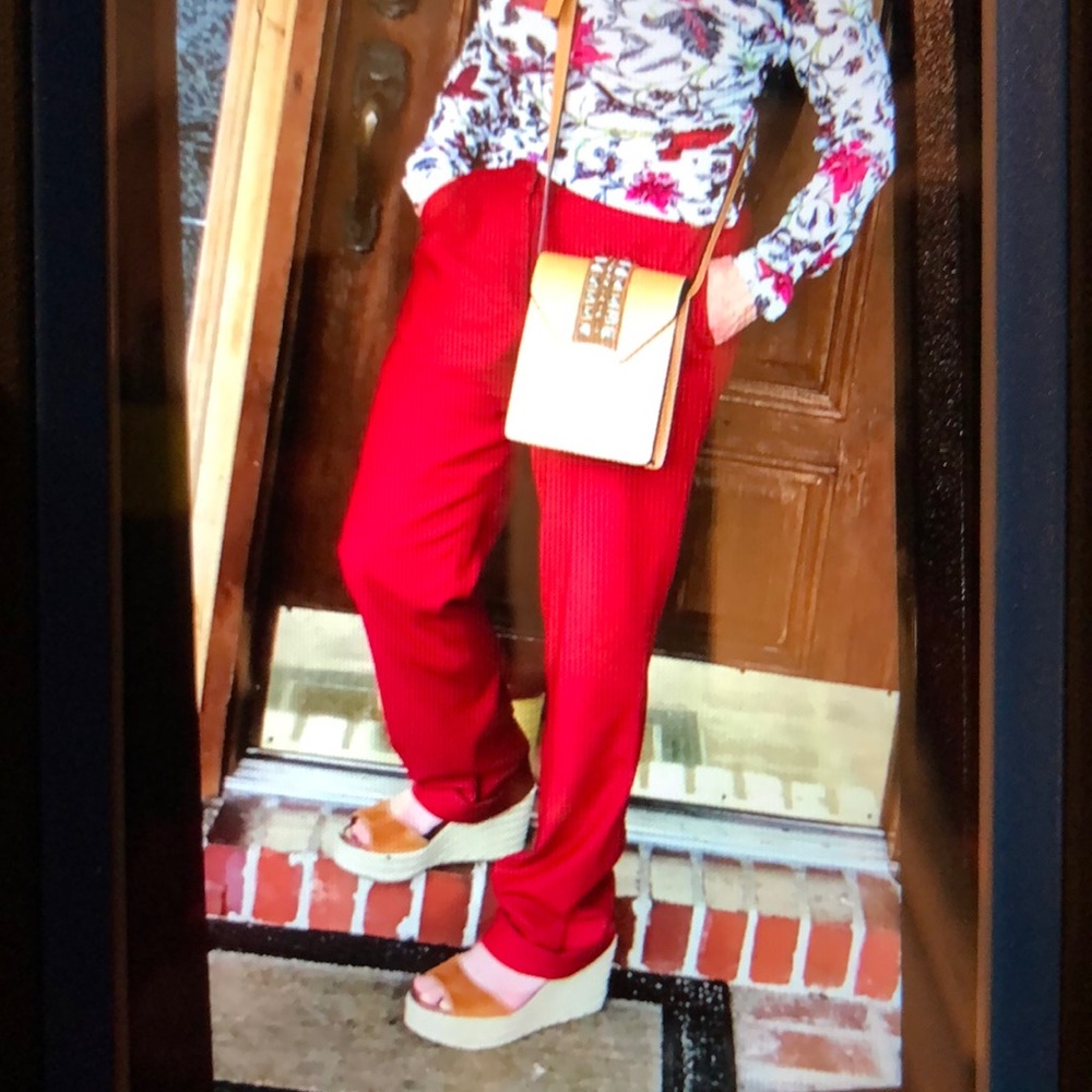 Escada Wool Blend Trouser Pants "cherry red"